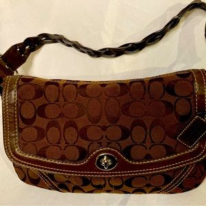 Chocolate brown coach monogrammed handbag